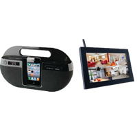 Wireless-IR-Ipod-Dock-Hidden-Camera-With-DVR-and-Quad-Moni-Rece Spy-Hidden Cameras